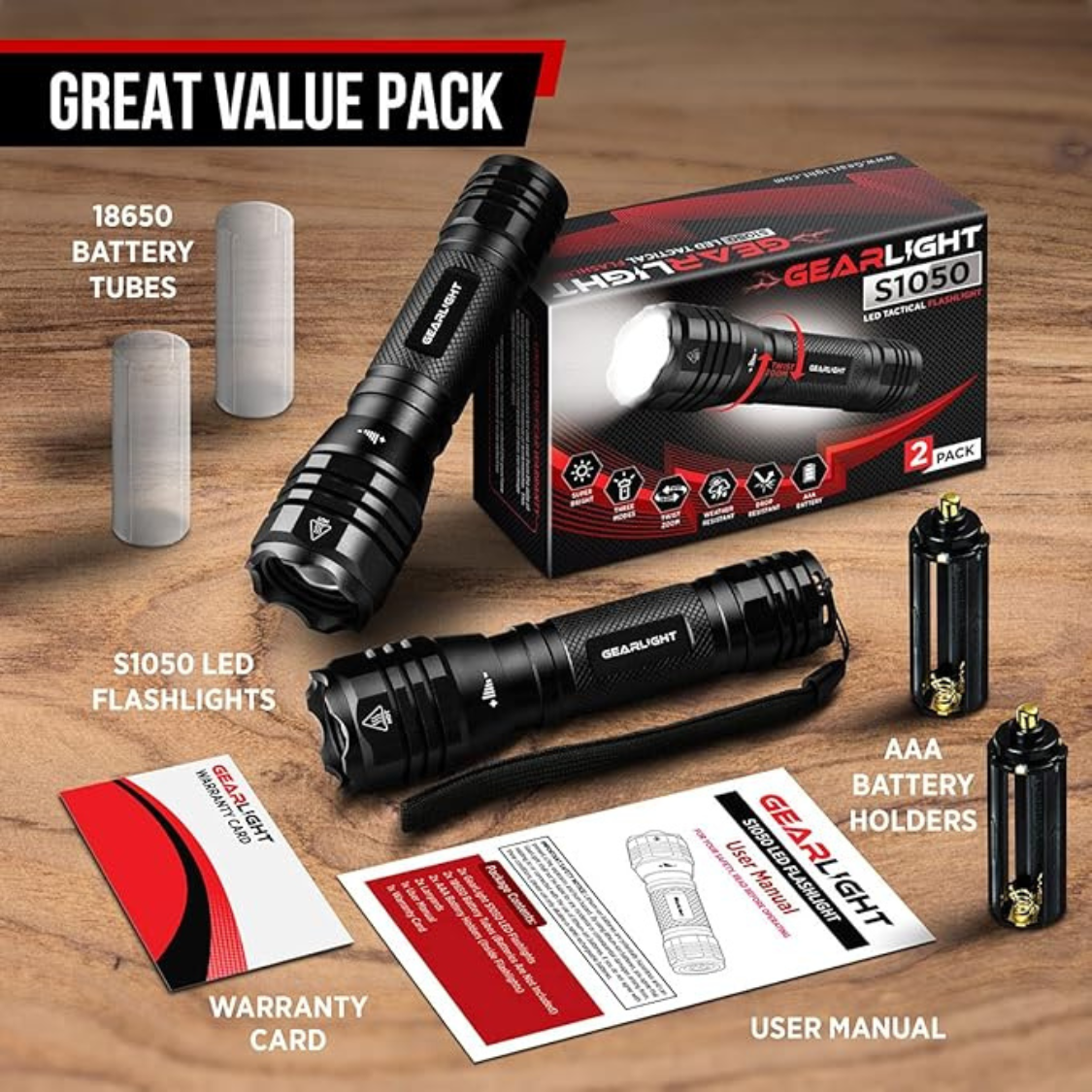 Flashlight LED S1050 2-Pack