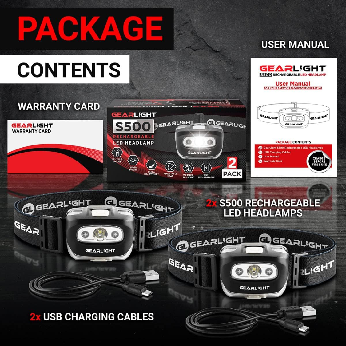 Headlamp LED S500 2-Pack